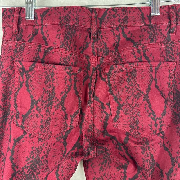 EXPRESS WOMEN'S SNAKE PRINT ANKLE HIGH-RISE PANTS, RED /BLACK SUPER SOFT SIZE 8R - Picture 7 of 11